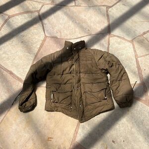 Vintage Twin Peaks San Francisco Faded Brown Puffer Zip up Jacket 70’s 80’s